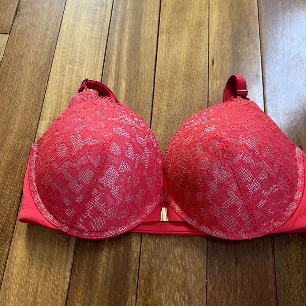 Soma Red Lace Front Closure Enchanting Luxe Push Up Bra Size 38DD